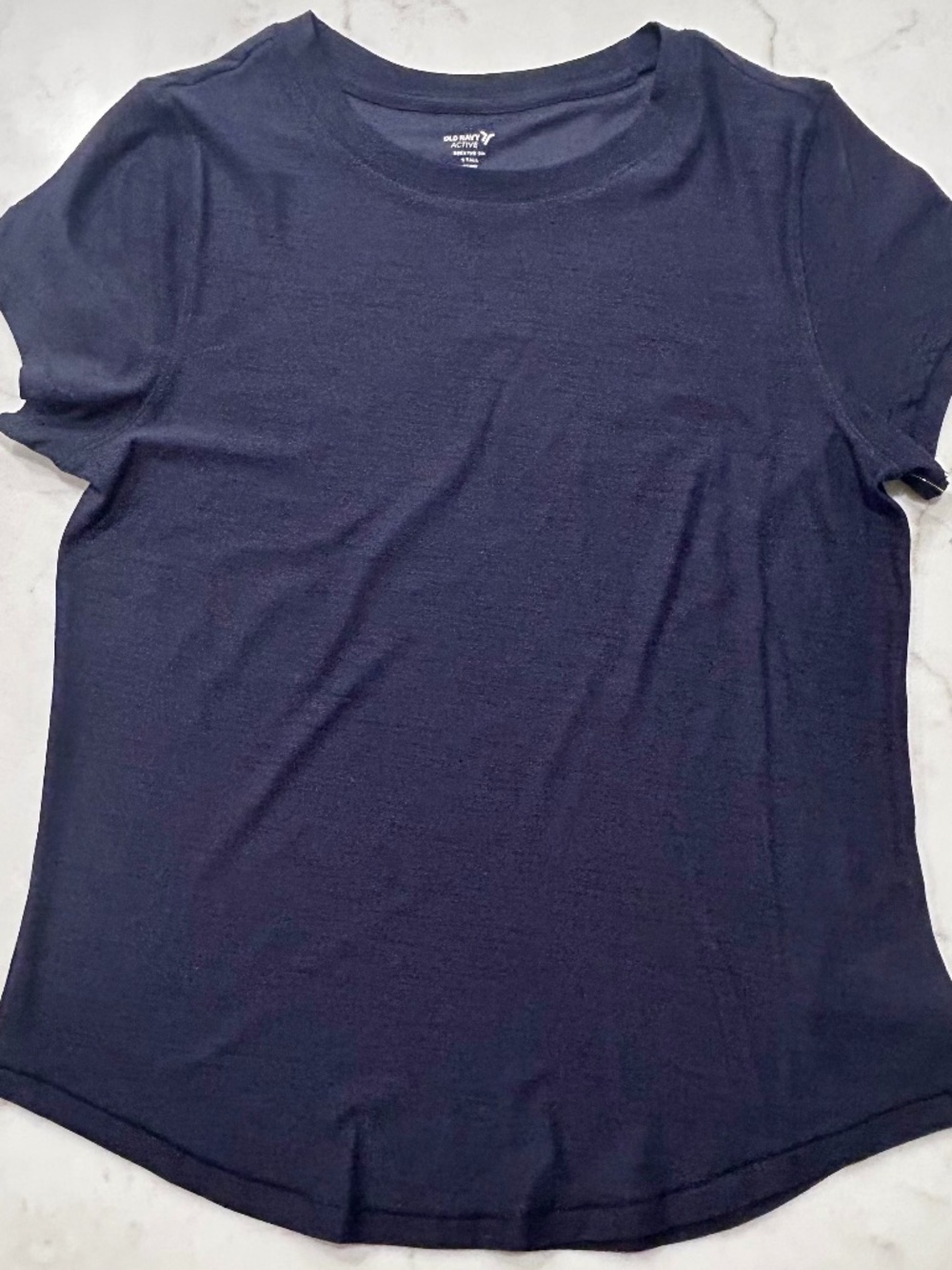 NWT Old Navy Active Women's Sz SM Tall Navy Space Dye Breathe On T-shirt